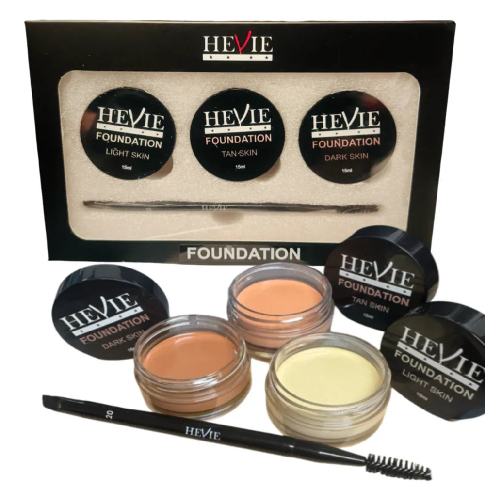 Hevie Foundation Set with 3 Colors + Applicator Brush